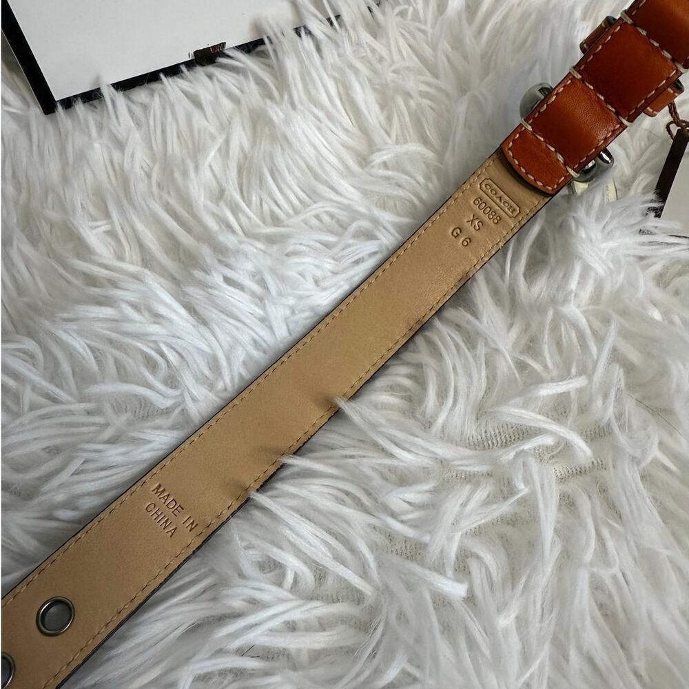 NWB y2k COACH Legacy Stripe Leather Dog Collar XS w COACH Charm Limited Ed Rare - Picture 9 of 10